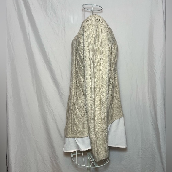 Monteau Sweater Button Down Combo - Cream & White - Size Medium - Picture 6 of 8